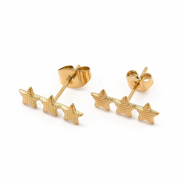 

PandaHall 304 Stainless Steel Star Stud Earrings for Women, Real 18K Gold Plated, 5x14mm, Pin: 0.7mm 304 Stainless Steel Star