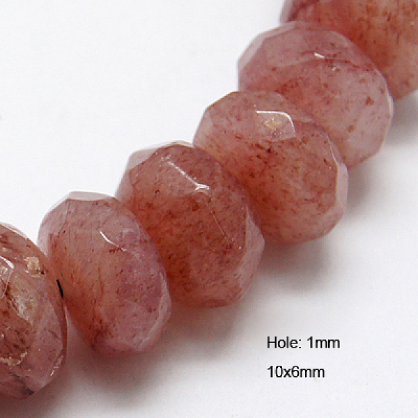 

PandaHall Natural Strawberry Quartz Beads Strands, Faceted, Rondelle, Indian Red, 10x6mm, Hole: 1mm, about 71pcs/strand, 15.5 inch Other...