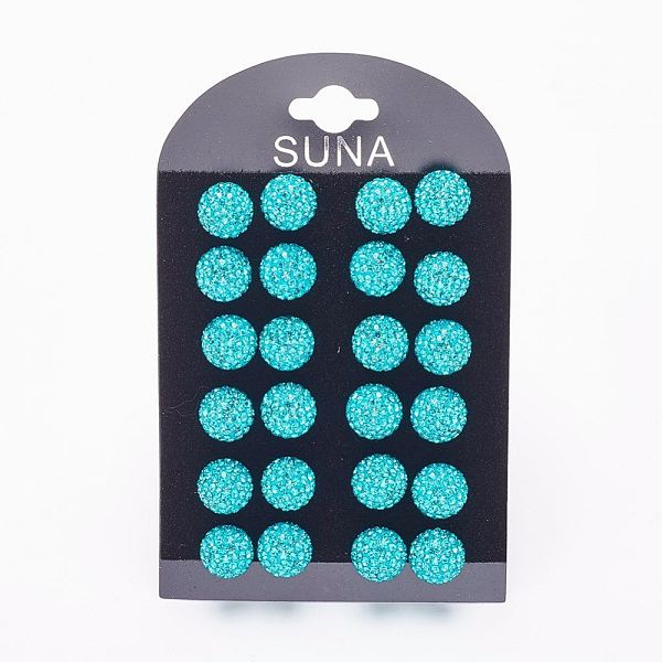 

PandaHall Valentines Day Gift for Her, 925 Sterling Silver Austrian Crystal Rhinestone Stud Earrings, Ball Stud Earrings, Round, 229_Blue..., Cyan