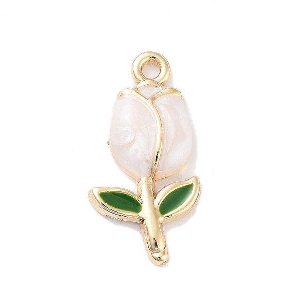

PandaHall Golden Plated Alloy Enamel Pendants, Tulip Charms, White, 22x11x3mm, Hole: 1.6mm Alloy+Enamel Flower White