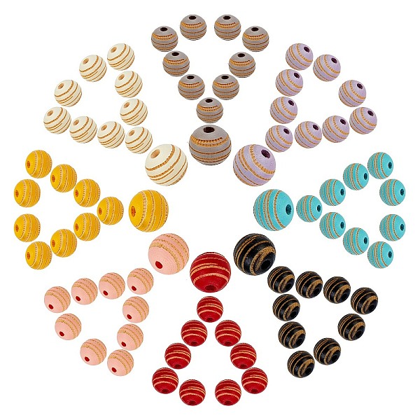 

PandaHall SUNNYCLUE 80Pcs 8 Colors Painted Natural Wood Beads, Laser Engraved Pattern, Round with Leopard Print, Mixed Color, 10x8.5mm, Hole..., Multicolor