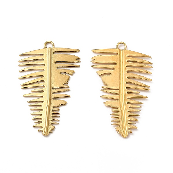 

PandaHall Ion Plating(IP) 304 Stainless Steel Pendants, Leaf Charm, Real 18K Gold Plated, 39x24x1.5mm, Hole: 2.5mm 304 Stainless Steel Leaf