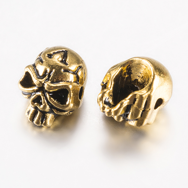 

PandaHall Tibetan Style Alloy Beads, Skull, Antique Golden, 12x9x10mm, Hole: 1.5mm Alloy Skull