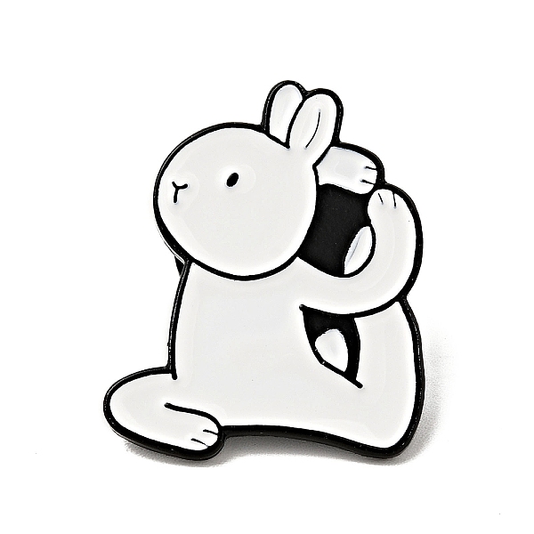 

PandaHall Creative Dancing Theme Enamel Pin, Electrophoresis Black Alloy Brooch for Backpack Clothes, White, Rabbit Pattern, 25x20x1.3mm...