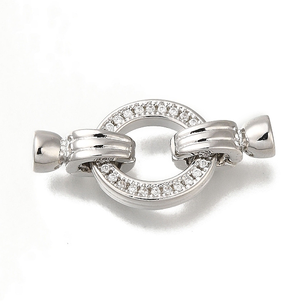 

PandaHall Brass Micro Pave Clear Cubic Zirconia Fold Over Clasps, Ring, Platinum, 28mm Brass+Cubic Zirconia Round