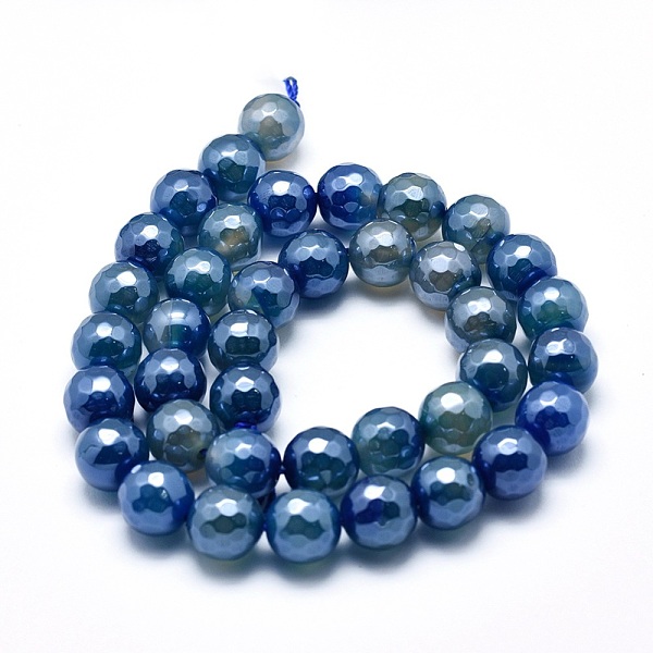 

PandaHall Electroplated Natural Agate Beads Strands, Round, Faceted, 6mm, Hole: 1mm, about 64~65pcs/strand, 15.1~15.5 inch(38.5~39.5cm)...