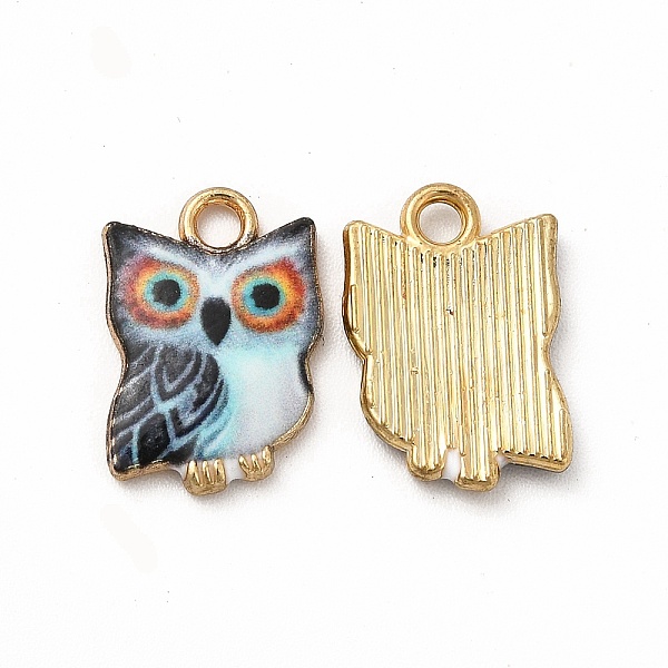

PandaHall Printed Alloy Pendants, Lead Free & Cadmium Free & Nickel Free, Owl Charm, Golden, WhiteSmoke, 15x10.5x2mm, Hole: 1.8mm Alloy Owl..., White
