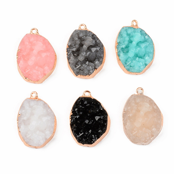 

PandaHall Druzy Resin Pendants, with Edge Light Gold Plated Iron Loops, Nuggets, Mixed Color, 30x21x9~10mm, Hole: 1.8mm Iron+Resin Nuggets..., Multicolor