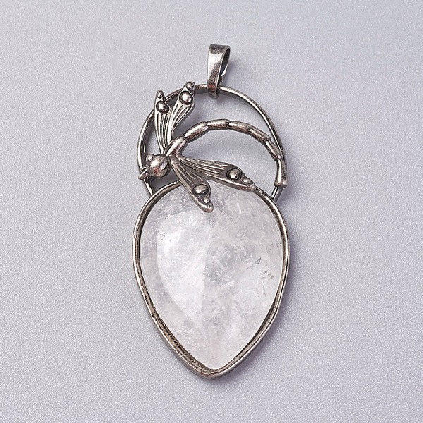 

PandaHall Natural Quartz Crystal Pendants, with Brass Findings, teardrop, Antique Silver, 52~53x27x10~11mm, Hole: 8x5mm Quartz Crystal...