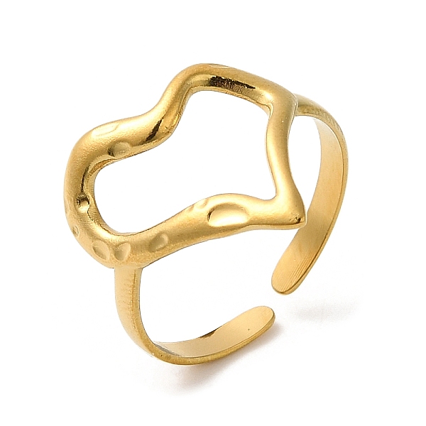 PandaHall 304 Stainless Steel Open Cuff Rings for Women, Hollow Twist Heart, Golden, US Size 7 1/4(17.5mm) 304 Stainless Steel Heart