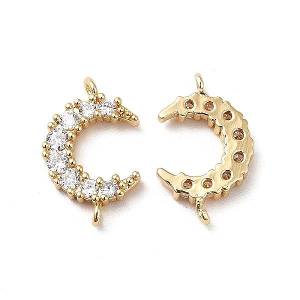 

PandaHall Brass Pave Clear Cubic Zirconia Connector Charms, Moon Links, Real 18K Gold Plated, 15x10x2.5mm, Hole: 1mm Brass+Cubic Zirconia...