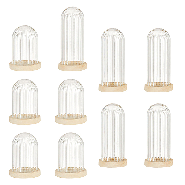 

PandaHall 10Pcs Mini Glass Cloche Dome Covers, Cloche Bell Jar Covers, with 10Pcs Natural Wood Base, for Terrarium, Mixed Color, Glass..., Multicolor