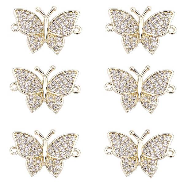 

PandaHall CHGCRAFT 6Pcs Brass Micro Pave Clear Cubic Zirconia Links connectors, Butterfly, Golden, 12.5x18x3mm, Hole: 1mm Brass+Cubic...