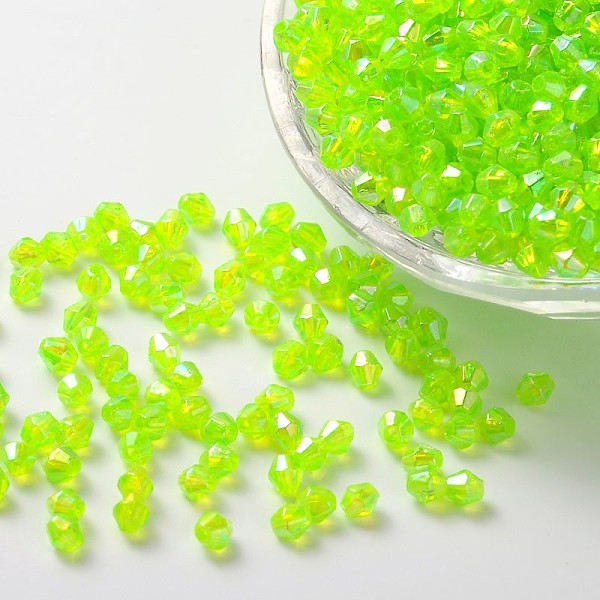 

PandaHall Bicone AB Color Plated Eco-Friendly Transparent Acrylic Beads, Green Yellow, 4x4mm, Hole: 1mm, about 16600pcs/500g Acrylic Bicone...