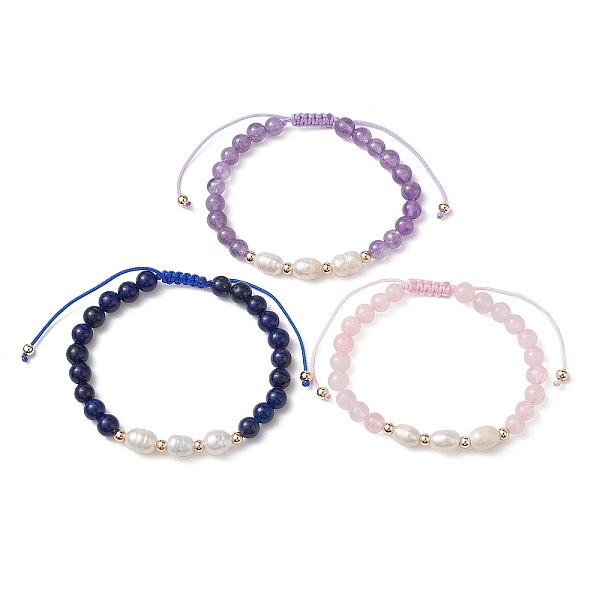 

PandaHall Natural Mixed Gemstone & Pearl Braided Bead Bracelets, Adjustable Bracelet, Inner Diameter: 1-7/8~3-1/2 inch(4.7~8.8cm) Mixed...
