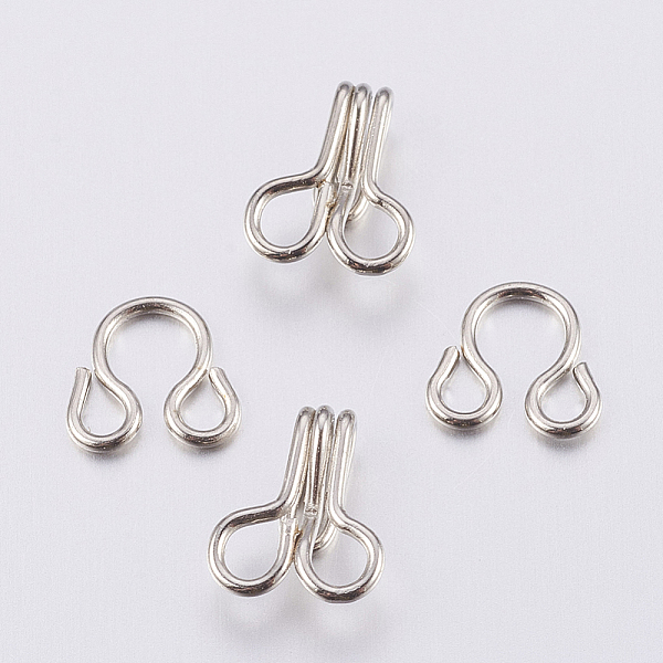 PandaHall Iron Garment Hook and Eye, Collar/Dress/Trouser Buckle Hooks Eyes, Platinum, 18x8.5mm, Hole: 2.5mm Iron Others
