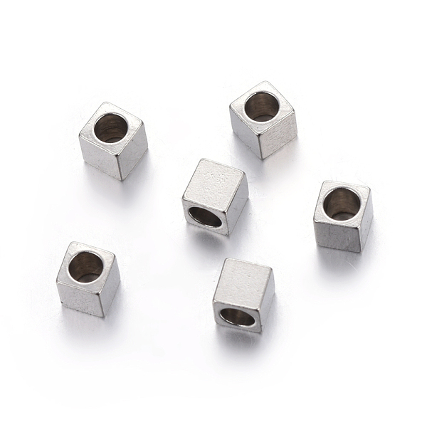 

PandaHall 201 Stainless Steel Beads, Square, Stainless Steel Color, 3x3x3mm, Hole: 1.8mm 201 Stainless Steel Square