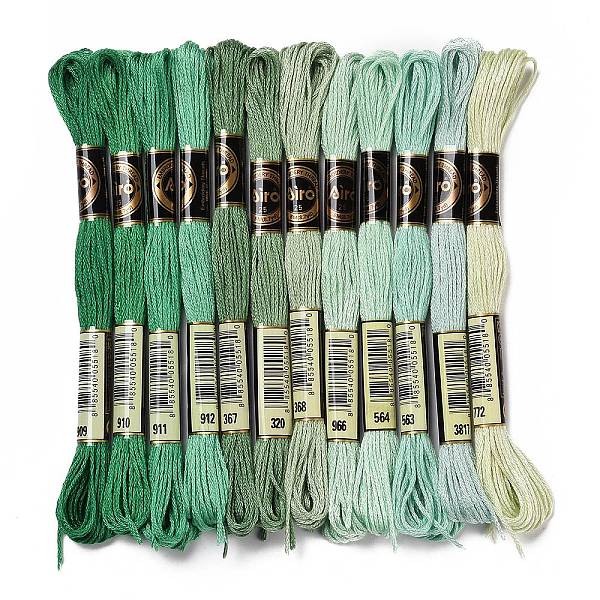 

PandaHall 12 Skeins 12 Colors 6-Ply Polyester Embroidery Floss, Cross Stitch Threads, Gradient Color, Green, 0.5mm, about 8.75 Yards...