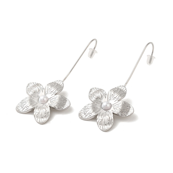 

PandaHall 304 Stainlee Steel with Plastic Pearl Dangle Earring, Flower, Stainless Steel Color, 45x25mm 304 Stainless Steel Flower White