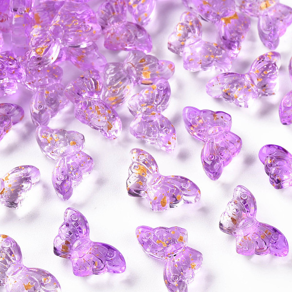 

PandaHall Transparent Spray Painted Glass Beads, with Gold Foil, Butterfly, Medium Orchid, 8x15x4.5mm, Hole: 1mm Glass Butterfly