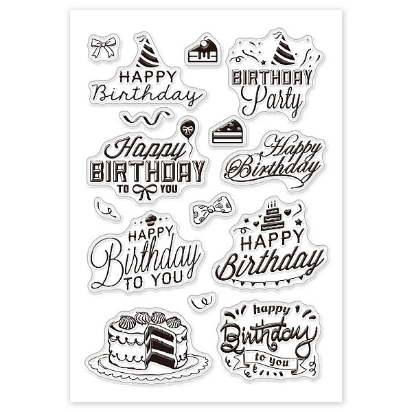 

PandaHall PVC Plastic Stamps, for DIY Scrapbooking, Photo Album Decorative, Cards Making, Stamp Sheets, Birthday Themed Pattern, 16x11x0.3cm...