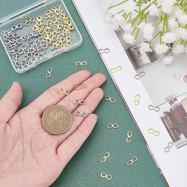 

PandaHall UNICRAFTALE About 100Pcs 2 Colors Infinity Links Connectors 304 Stainless Steel Linking Charms Circle Frames Jewelry Links for DIY...