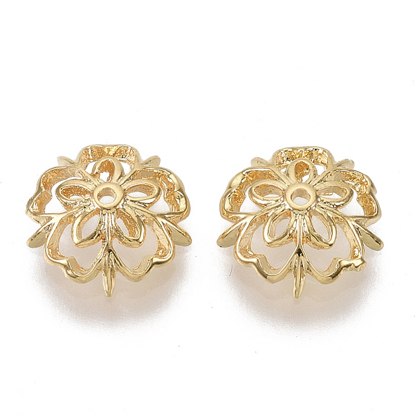 

PandaHall 5-Petal Brass Fancy Bead Caps, Long-Lasting Plated, Nickel Free, Flower, Real 18K Gold Plated, 9.5x3mm, Hole: 1mm Brass
