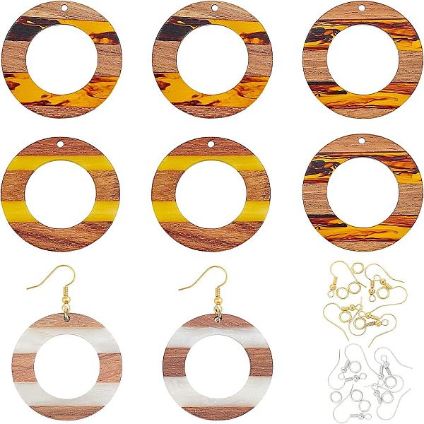 

PandaHall Olycraft DIY Dangle Earring Making Kits, Including Resin & Oblate Ring Walnut Wood Pendants, Brass Earring Hooks & Jump Rings..., Multicolor