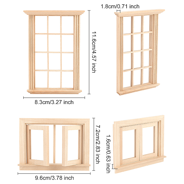 Olycraft 2pcs 2 Stile Mini-Display-Holzfenster