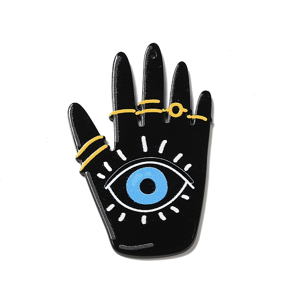 

PandaHall Opaque Acrylic Pendants, Evil Eye Pattern, Palm, 59x38x2mm, Hole: 1mm Acrylic Palm Black