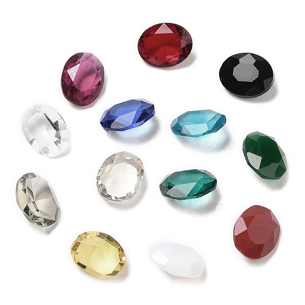 

PandaHall Pointed Back Glass Rhinestone Cabochons, Faceted, Oval, Mixed Color, 10x8x4~4.5mm Glass Rhinestone Oval Multicolor
