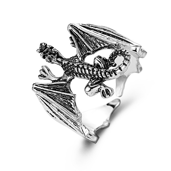 

PandaHall Brass Open Cuff Rings, Dinosaur, Antique Silver, Inner Diameter: 20mm Brass Dinosaur