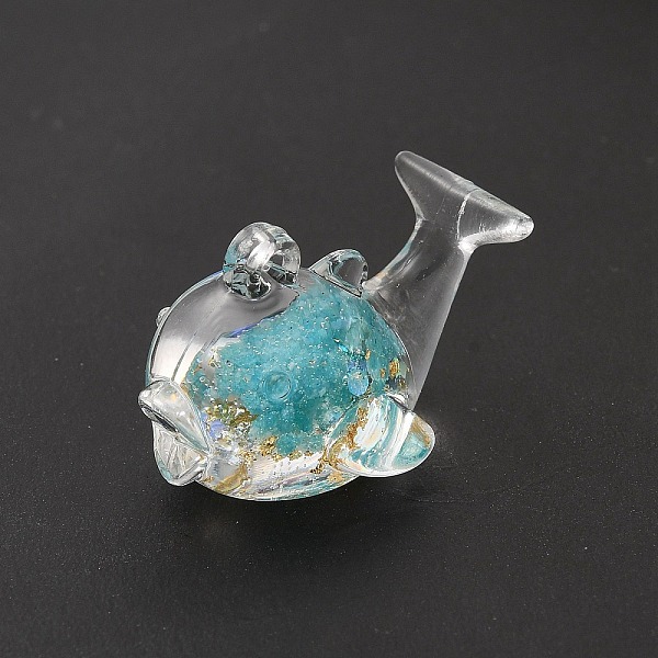 

PandaHall Luminous Transparent Resin Pendants, Dolphin Charms, with Gold Foil, Dark Turquoise, 19x28x17mm, Hole: 1mm Resin Dolphin