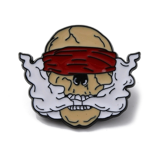 

PandaHall Halloween Alloy Enamel Smoky Skull Brooch Pins, for Backpack, Clothes, Yellow, 25.5x30x1.5mm Alloy+Enamel Skull Yellow