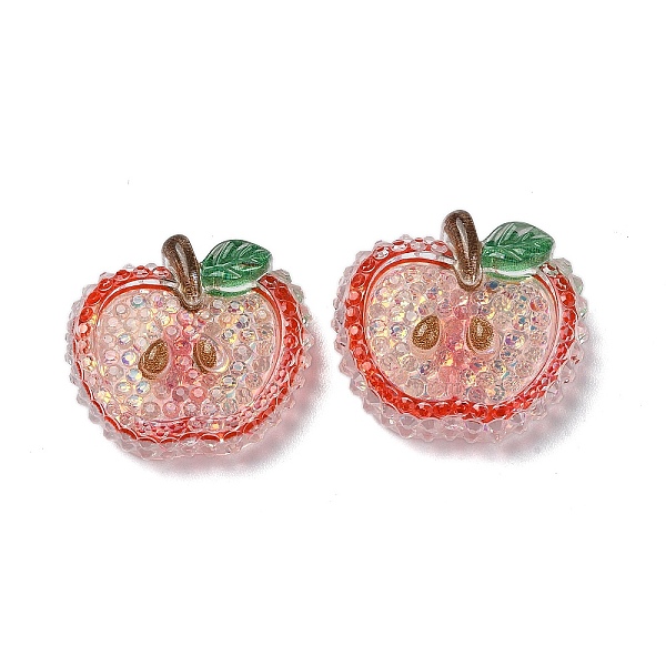 

PandaHall Fruit Transparent Epoxy Resin Decoden Cabochons, with Paillettes, Apple, 19x21x7mm Epoxy Resin Apple
