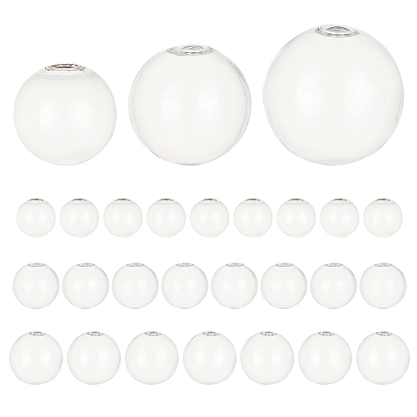 

PandaHall 32pcs 20/25/30mm Mini Glass Globe Bottle Globe Hollow Ball Wish Glass Ball Bottle Crystal Glass Dome Cover Blown Glass Beads for..., Clear