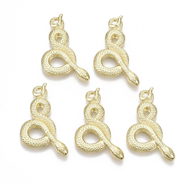 

PandaHall Rack Plating Alloy Big Pendants, Cadmium Free & Lead Free, Snake, Light Gold, 30.5x16x2.5mm, Hole: 2mm Alloy Snake