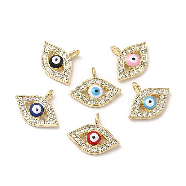 

PandaHall Alloy Enamel Pendants, with Rhinstone, Horse Eye with Evil Eye Charm, Golden, 15.5x19.5x3mm, Hole: 2mm Alloy Rhinestone+Enamel..., Multicolor