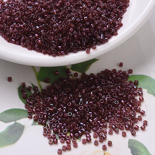 

PandaHall MIYUKI Delica Beads, Cylinder, Japanese Seed Beads, 11/0, (DB0105) Garnet Gold Luster, 1.3x1.6mm, Hole: 0.8mm, about 10000pcs/bag..., Red