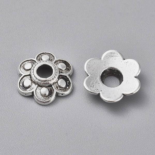 

PandaHall Tibetan Style Alloy Bead Caps, Lead Free, Cadmium Free and Nickel Free, Flower, Antique Silver, about 15mm in diameter, 3mm thick...