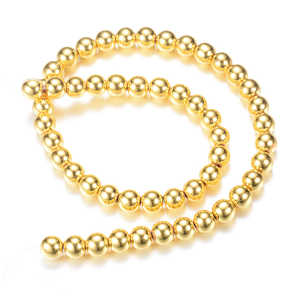 

PandaHall Electroplate Magnetic Synthetic Hematite Bead Strands, Round, Golden Plated, 8~9mm, Hole: 1~1.5mm, about 50pcs/strand, 15.7 inch...