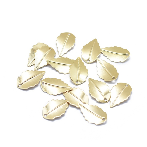

PandaHall Brass Pendants, Long-Lasting Plated, Leaf, Real 14K Gold Plated, 17x10x0.8mm, Hole: 1.2mm Brass Leaf