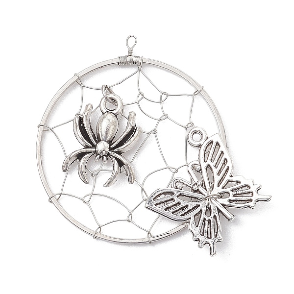 

PandaHall Halloween Tibetan Style Zinc Alloy Pendants, with Brass Linking Rings, Butterfly, Antique Silver, 45x44x3.5mm, Hole: 1.5mm Alloy...