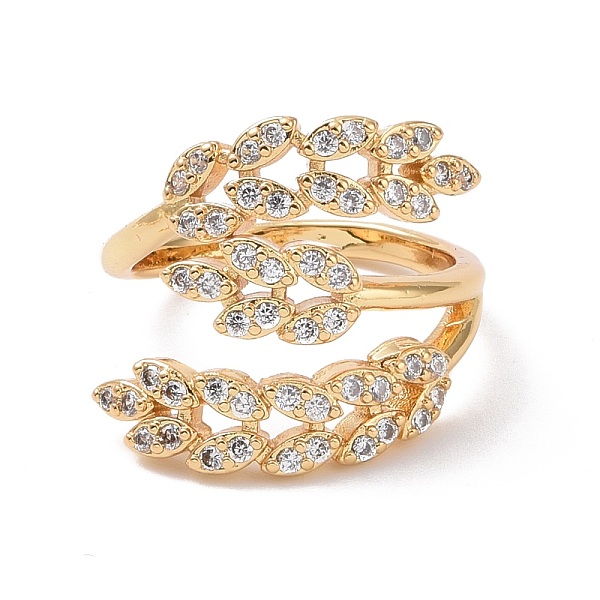 

PandaHall Cubic Zirconia Leaf Open Cuff Ring, Real 18K Gold Plated Brass Wide Ring for Women, Cadmium Free & Lead Free, Clear, US Size 5...