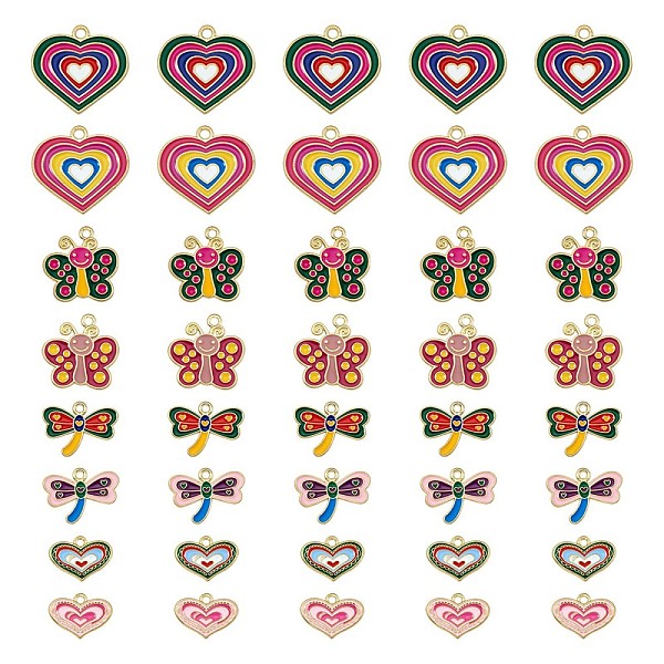 

PandaHall 40Pcs Alloy Enamel Pendants, Golden, Heart & Butterfly & Dragonfly & Bees, Mixed Color, 12~22x20~25.5mm Alloy+Enamel Mixed Shapes..., Multicolor