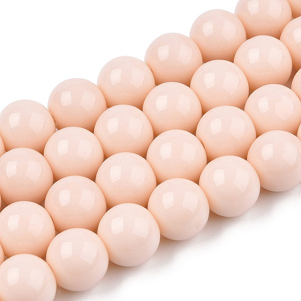 

PandaHall Opaque Solid Color Glass Beads Strands, Round, PeachPuff, 9.5~10mm, Hole: 1.5mm, about 40~42pcs/strand, 14.76~15.12 inch..., Brown