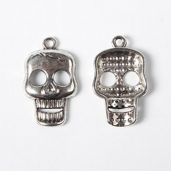 

PandaHall Alloy Pendant, for Halloween, Skull, Lead Free and Cadmium Free, Antique Silver, about 24mm long, 13.5mm wide, 4.5mm thick, hole...