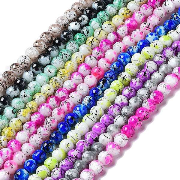 

PandaHall Drawbench & Baking Painted Glass Beads Strands, Round, Mixed Color, 8mm, Hole: 1mm, about 106pcs/strand, 31.4 inch Glass Round..., Multicolor