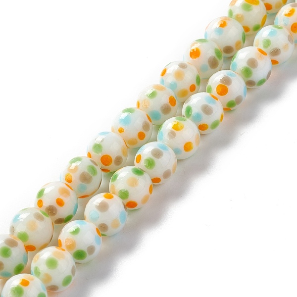 

PandaHall Handmade Lampwork Beads Strands, Round with Polka Dot Pattern, Green Yellow, 10mm, Hole: 1.4mm, about 40pcs/strand, 15.16 inch...