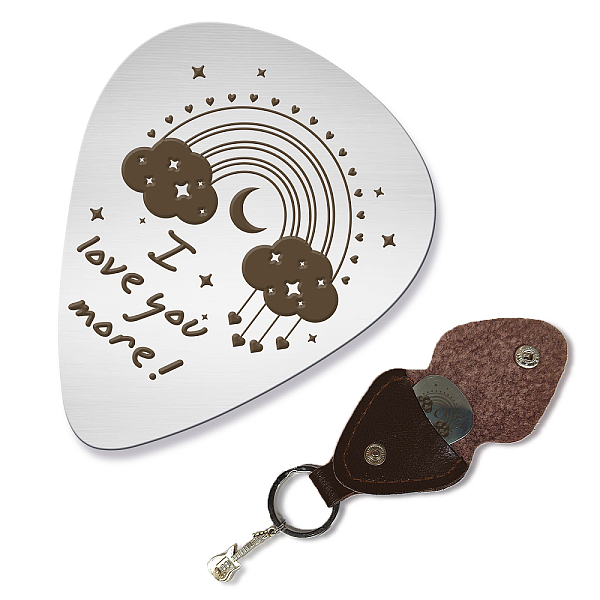 

PandaHall 201 Stainless Steel Guitar Picks, with PU Leather Guitar Picks Holder, Plectrum Guitar Accessories, Rainbow, Picks: 35x28mm...